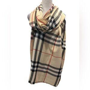 Burberry Beige Checkered Scarf